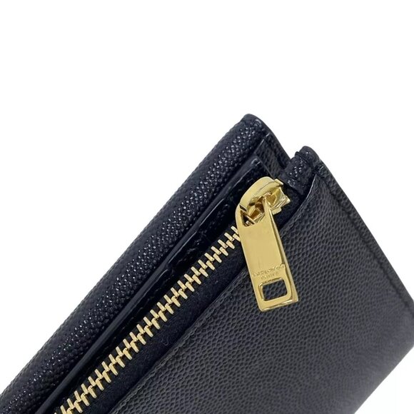 SAINT LAURENT PARIS Uptown Black Gold Hardware Double-hook Wallet 449-102624 - Picture 7 of 10